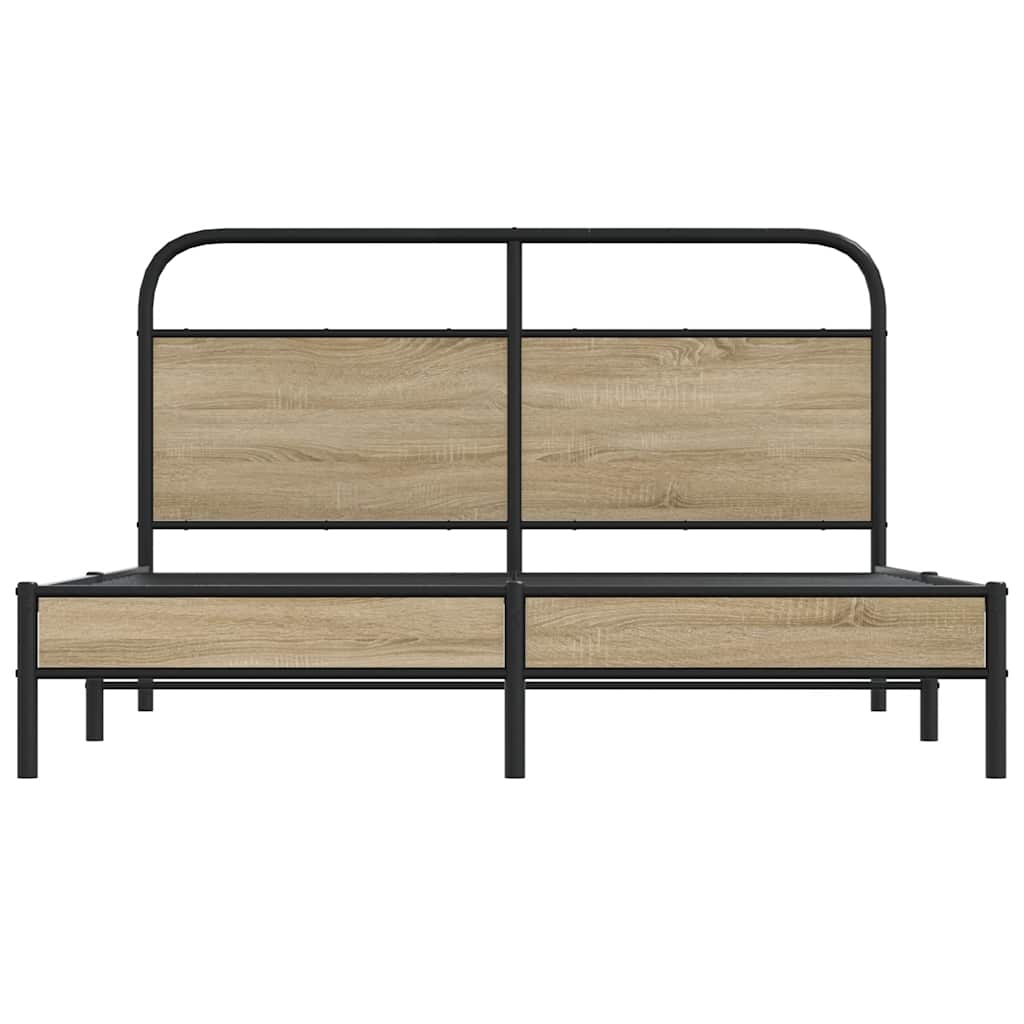 vidaXL Bed Frame Without Mattress 160x200 cm Smoked Oak Engineered Wood