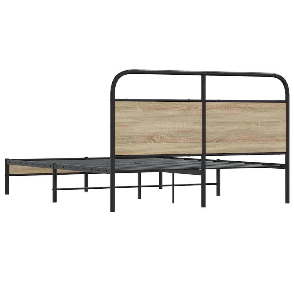 vidaXL Bed Frame Without Mattress 160x200 cm Smoked Oak Engineered Wood