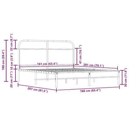 vidaXL Bed Frame Without Mattress 160x200 cm Smoked Oak Engineered Wood