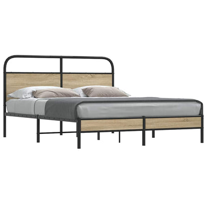 vidaXL Bed Frame Without Mattress 160x200 cm Smoked Oak Engineered Wood