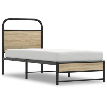 vidaXL Bed Frame Without Mattress 75x190 cm Smoked Oak Engineered Wood