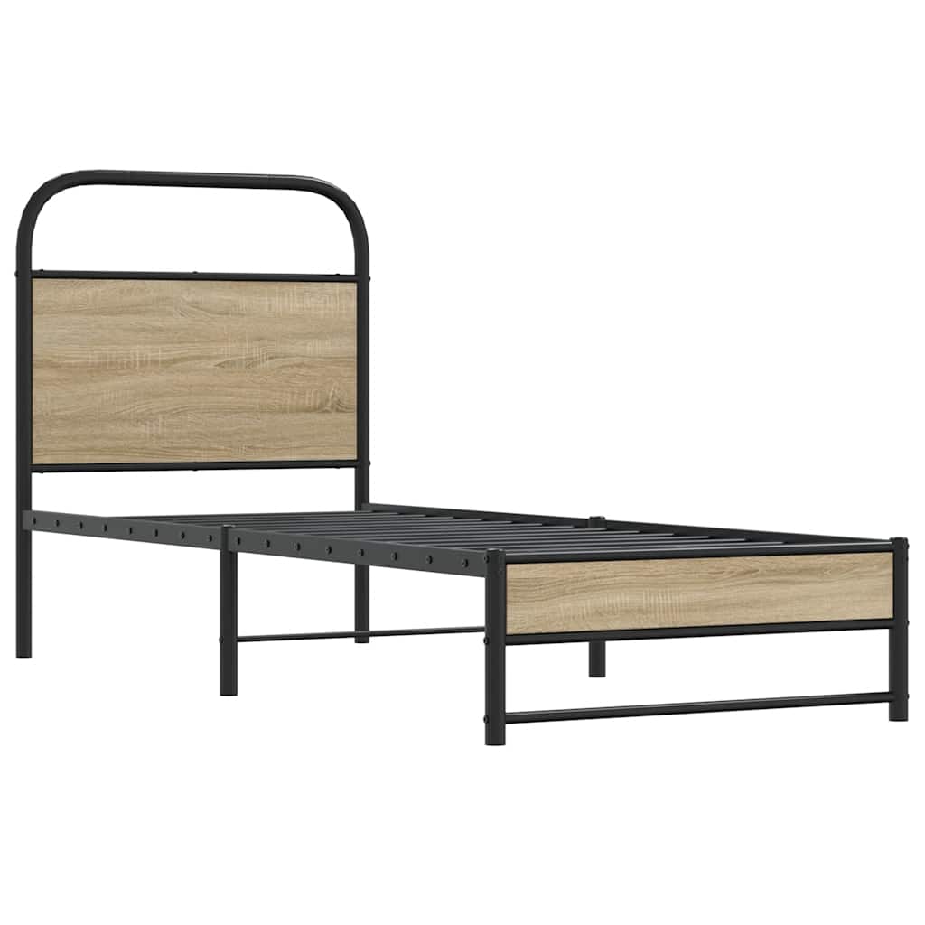 vidaXL Bed Frame Without Mattress 75x190 cm Smoked Oak Engineered Wood