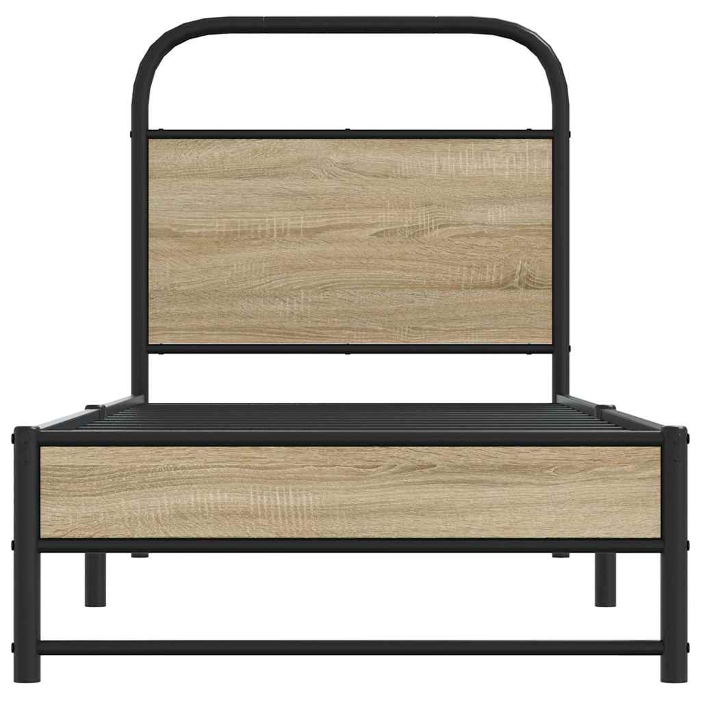 vidaXL Bed Frame Without Mattress 75x190 cm Smoked Oak Engineered Wood