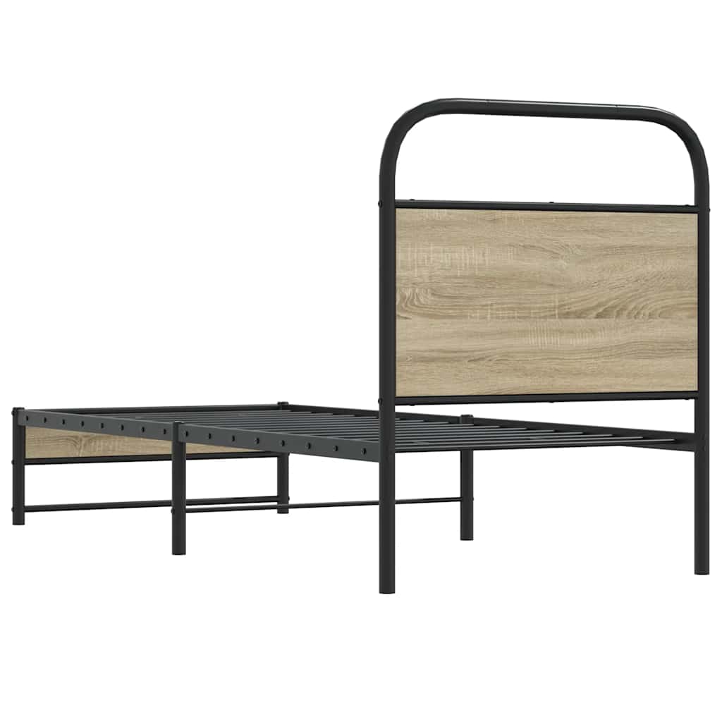 vidaXL Bed Frame Without Mattress 75x190 cm Smoked Oak Engineered Wood