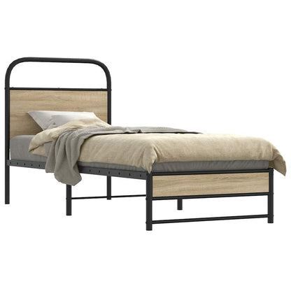 vidaXL Bed Frame Without Mattress 80x200 cm Smoked Oak Engineered Wood