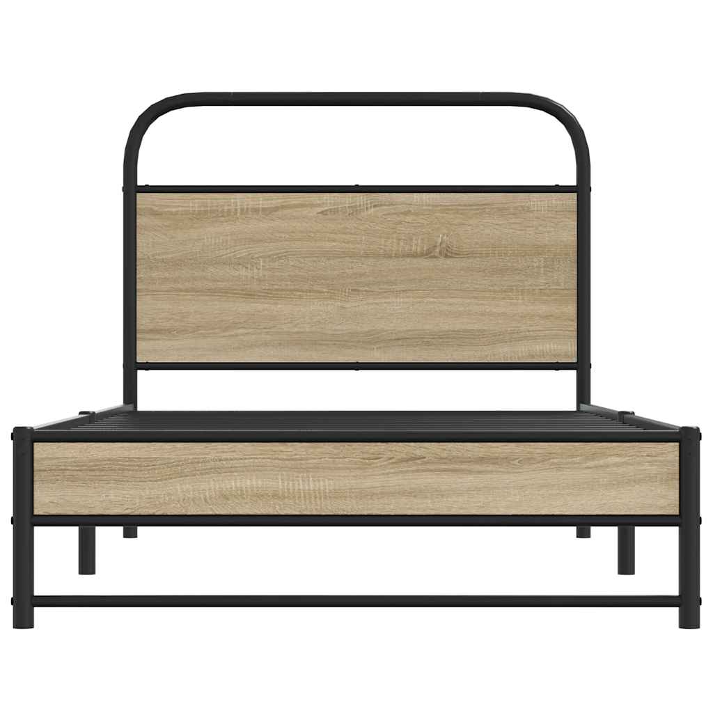 vidaXL Bed Frame Without Mattress 90x190 cm Smoked Oak Engineered Wood