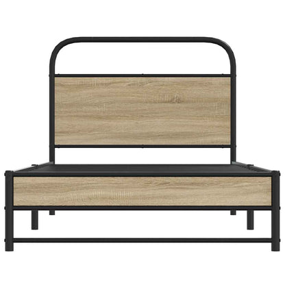 vidaXL Bed Frame Without Mattress 90x190 cm Smoked Oak Engineered Wood