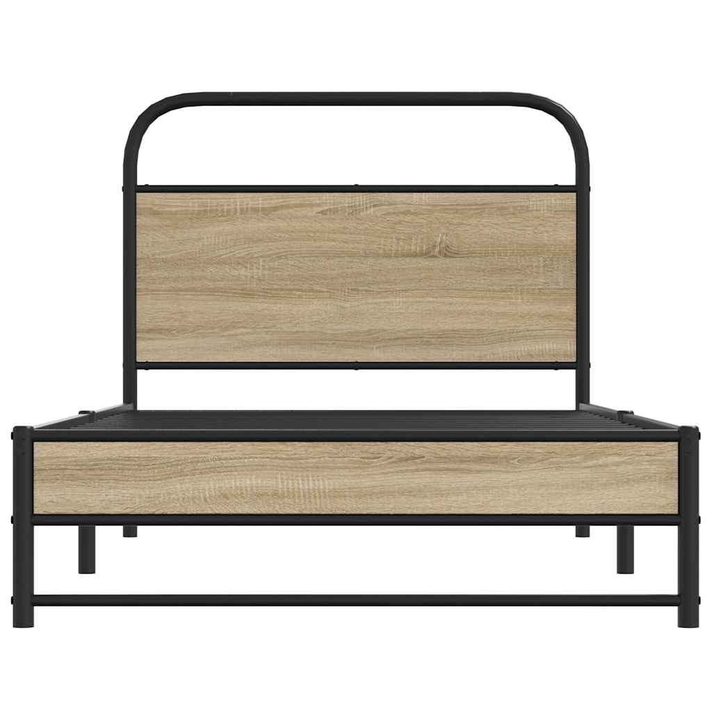 vidaXL Bed Frame Without Mattress 100x190 cm Smoked Oak Engineered Wood