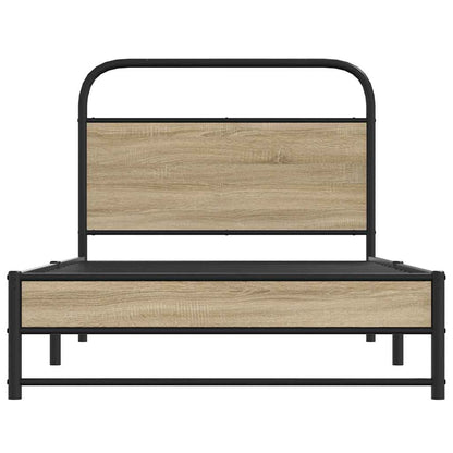 vidaXL Bed Frame Without Mattress 100x190 cm Smoked Oak Engineered Wood