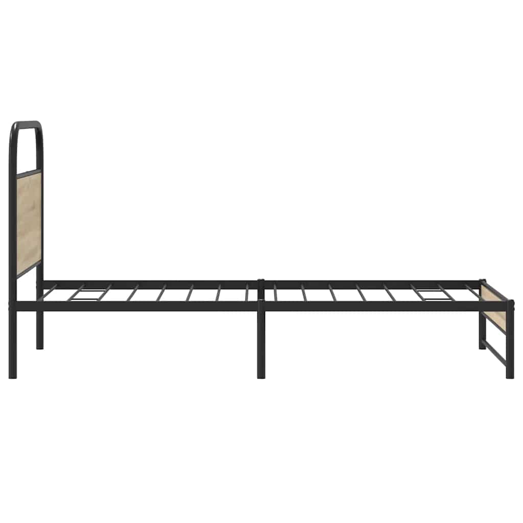vidaXL Bed Frame Without Mattress 100x190 cm Smoked Oak Engineered Wood