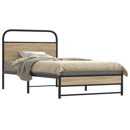 vidaXL Bed Frame Without Mattress 100x190 cm Smoked Oak Engineered Wood