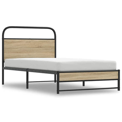 vidaXL Bed Frame Without Mattress 100x200 cm Smoked Oak Engineered Wood