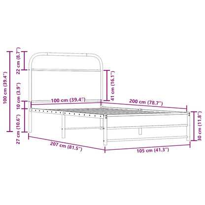 vidaXL Bed Frame Without Mattress 100x200 cm Smoked Oak Engineered Wood