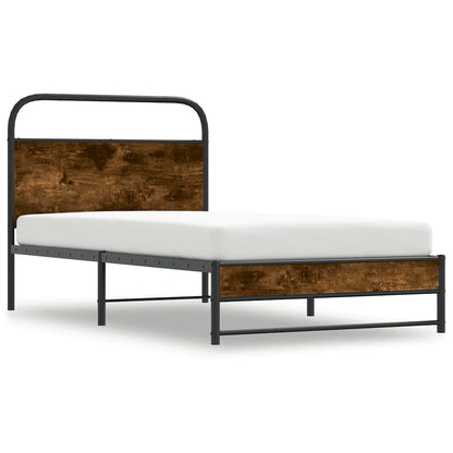 vidaXL Bed Frame Without Mattress 107x203 cm Smoked Oak Engineered Wood