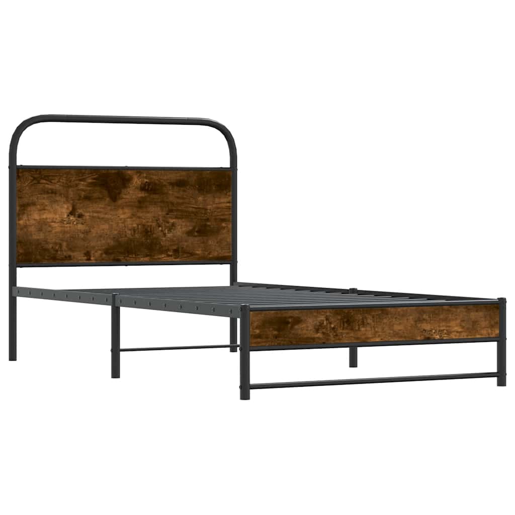 vidaXL Bed Frame Without Mattress 107x203 cm Smoked Oak Engineered Wood