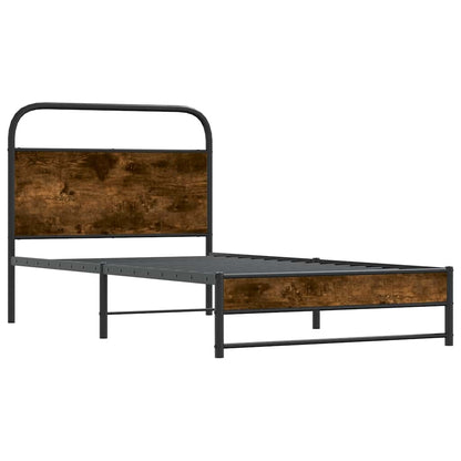 vidaXL Bed Frame Without Mattress 107x203 cm Smoked Oak Engineered Wood
