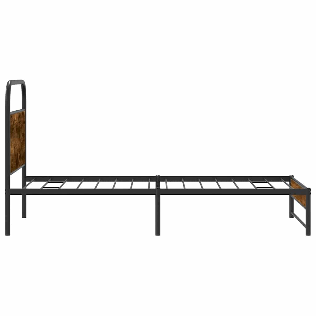 vidaXL Bed Frame Without Mattress 107x203 cm Smoked Oak Engineered Wood