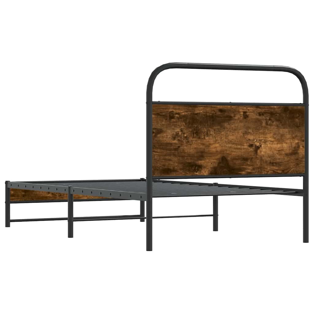 vidaXL Bed Frame Without Mattress 107x203 cm Smoked Oak Engineered Wood