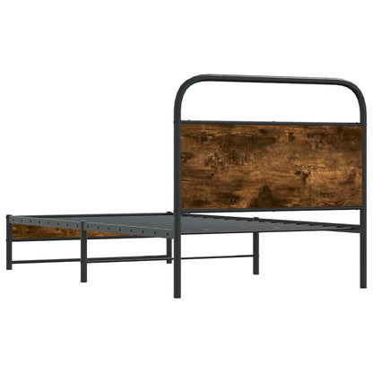 vidaXL Bed Frame Without Mattress 107x203 cm Smoked Oak Engineered Wood