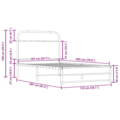 vidaXL Bed Frame Without Mattress 107x203 cm Smoked Oak Engineered Wood