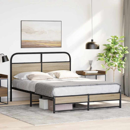 vidaXL Bed Frame Without Mattress 120x190 cm Smoked Oak Engineered Wood