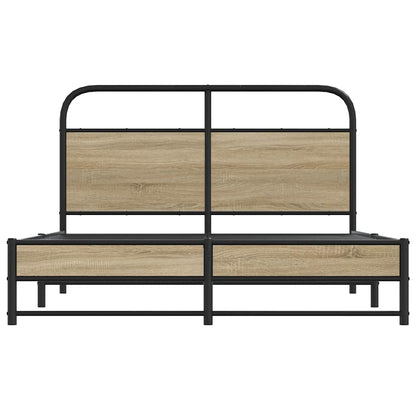 vidaXL Bed Frame Without Mattress 120x190 cm Smoked Oak Engineered Wood
