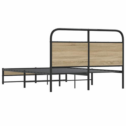 vidaXL Bed Frame Without Mattress 120x190 cm Smoked Oak Engineered Wood