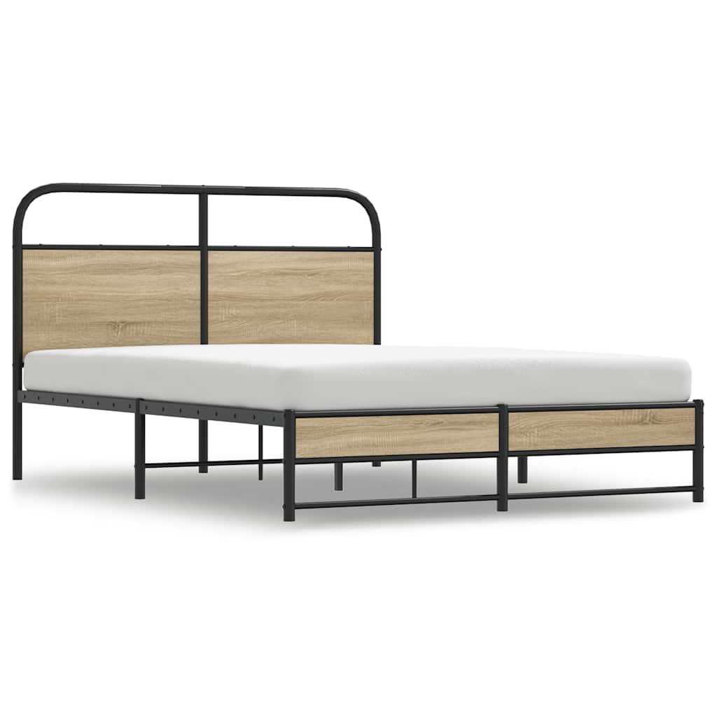 vidaXL Bed Frame Without Mattress 120x200 cm Smoked Oak Engineered Wood