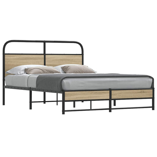 vidaXL Bed Frame Without Mattress 120x200 cm Smoked Oak Engineered Wood