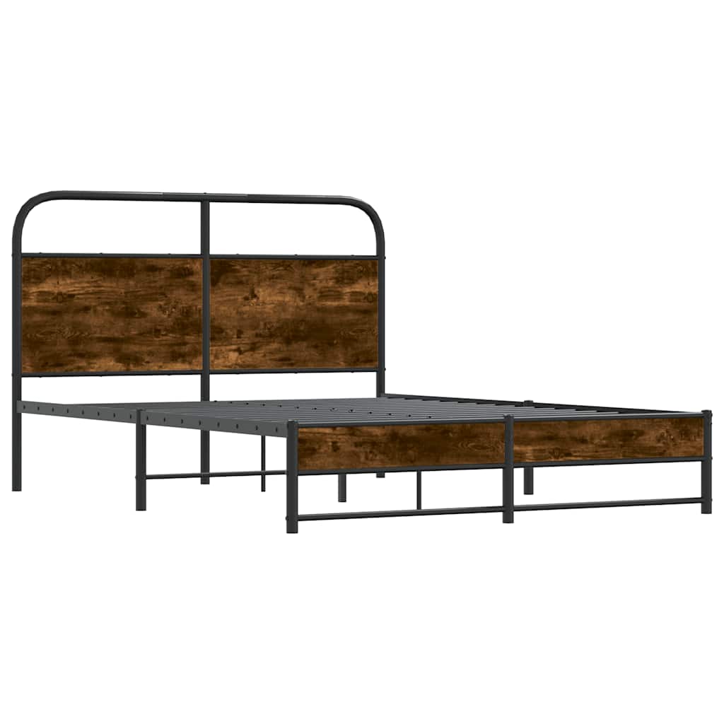vidaXL Bed Frame Without Mattress 135x190 cm Smoked Oak Engineered Wood