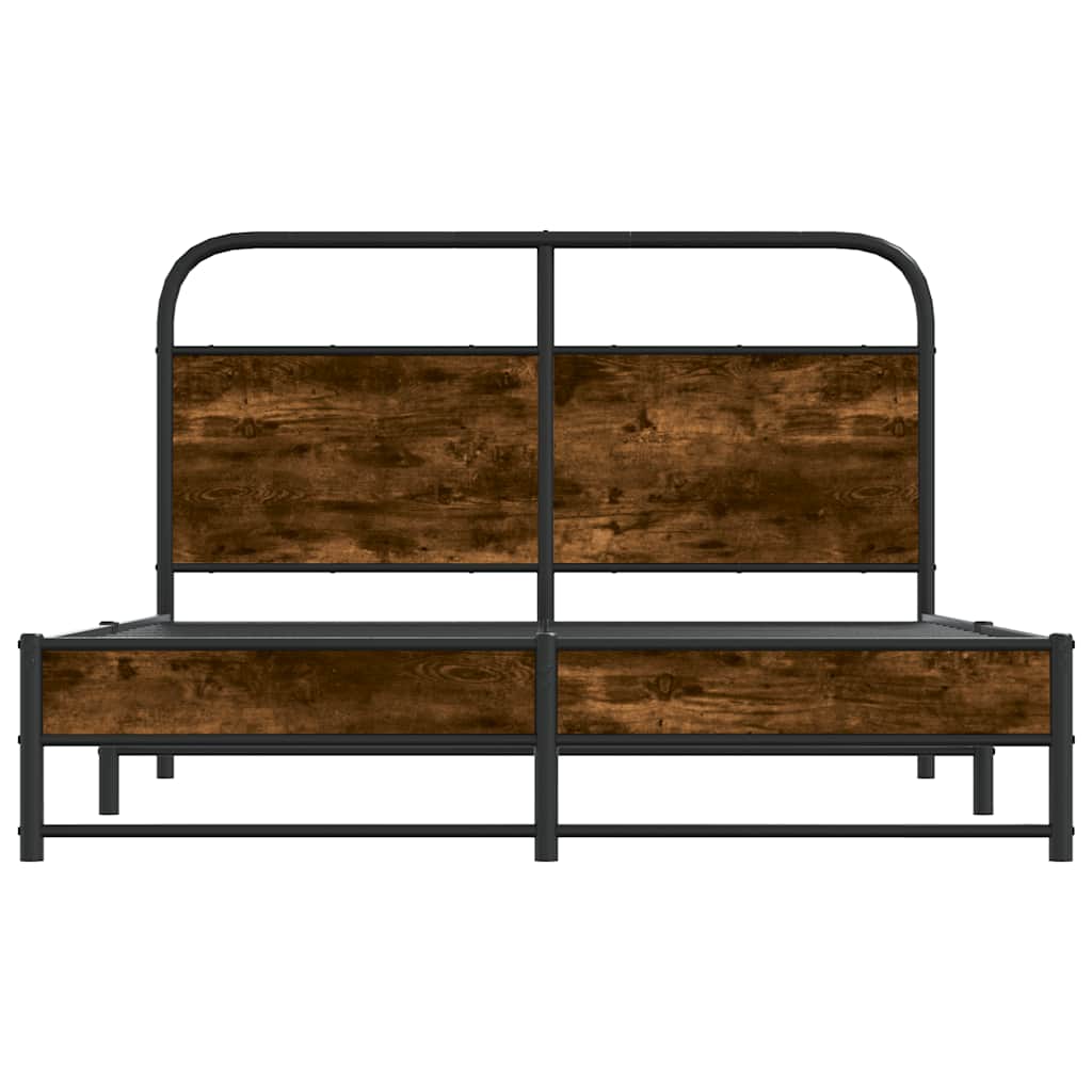 vidaXL Bed Frame Without Mattress 135x190 cm Smoked Oak Engineered Wood
