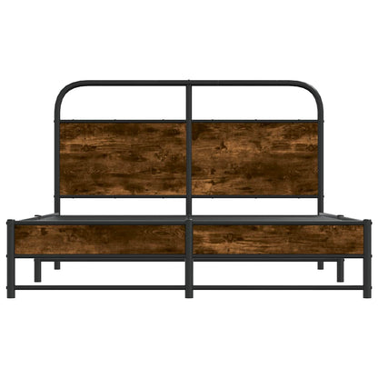 vidaXL Bed Frame Without Mattress 135x190 cm Smoked Oak Engineered Wood