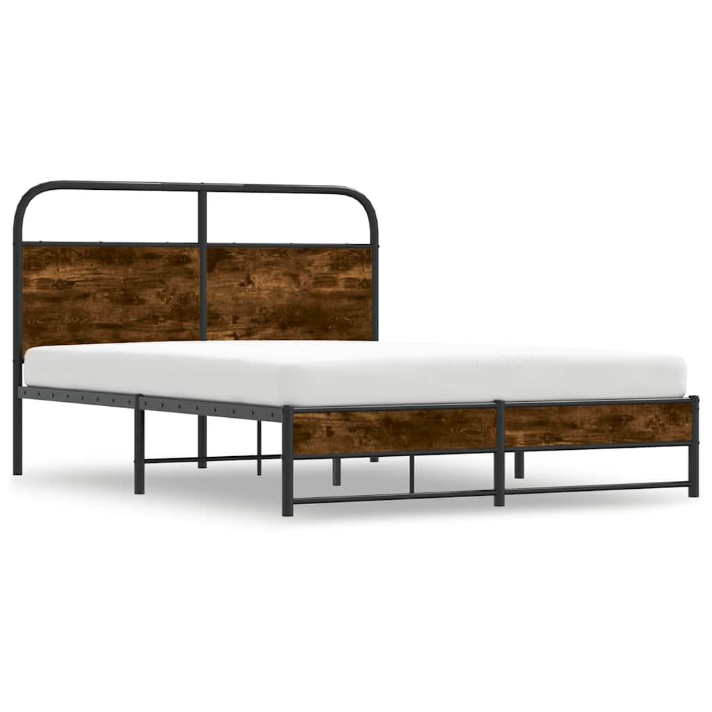 vidaXL Bed Frame Without Mattress 140x190 cm Smoked Oak Engineered Wood