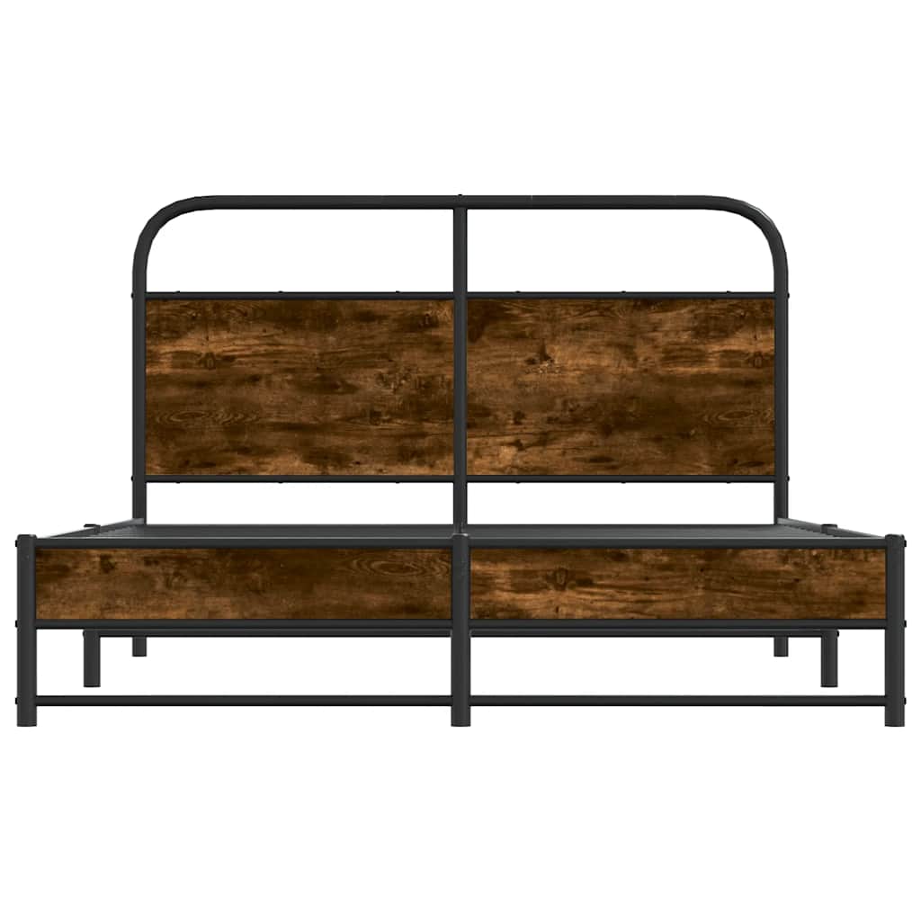 vidaXL Bed Frame Without Mattress 140x190 cm Smoked Oak Engineered Wood
