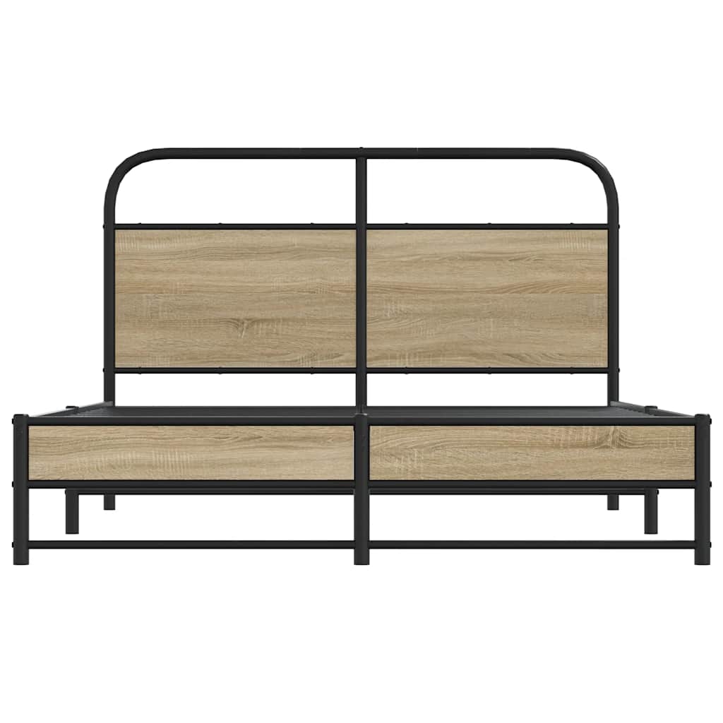 vidaXL Bed Frame Without Mattress 140x200 cm Smoked Oak Engineered Wood