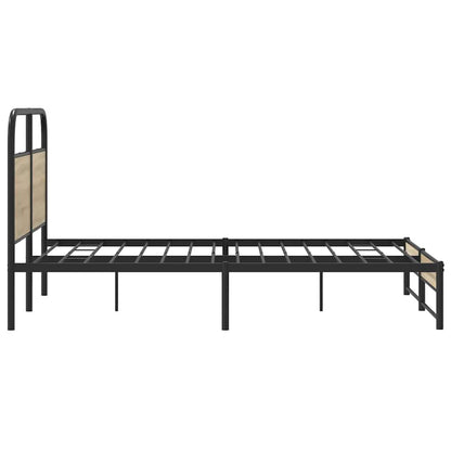 vidaXL Bed Frame Without Mattress 140x200 cm Smoked Oak Engineered Wood