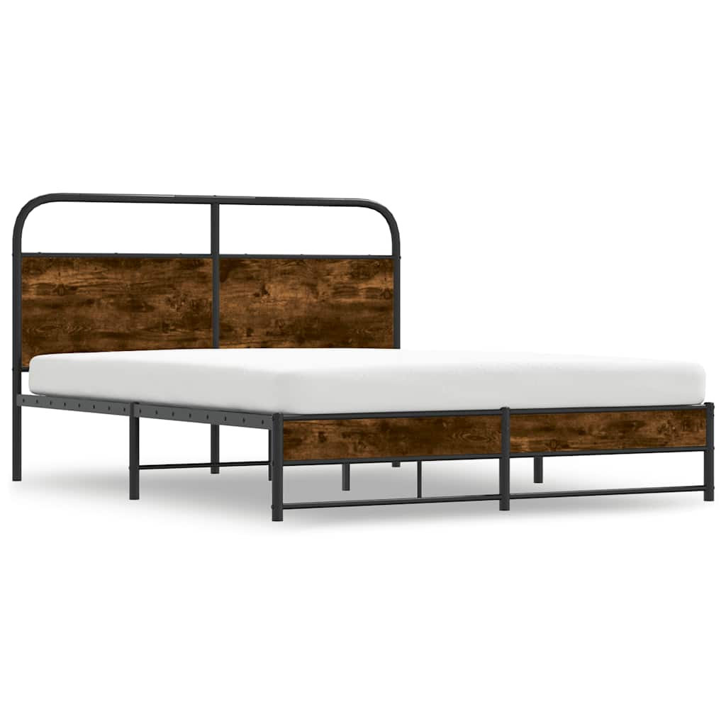 vidaXL Bed Frame Without Mattress 150x200 cm Smoked Oak Engineered Wood