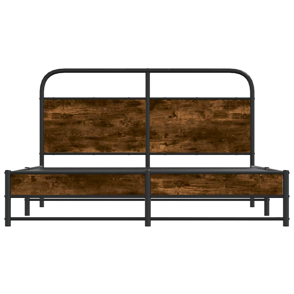 vidaXL Bed Frame Without Mattress 150x200 cm Smoked Oak Engineered Wood