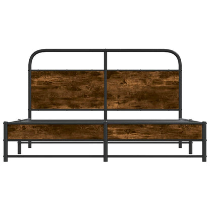 vidaXL Bed Frame Without Mattress 150x200 cm Smoked Oak Engineered Wood