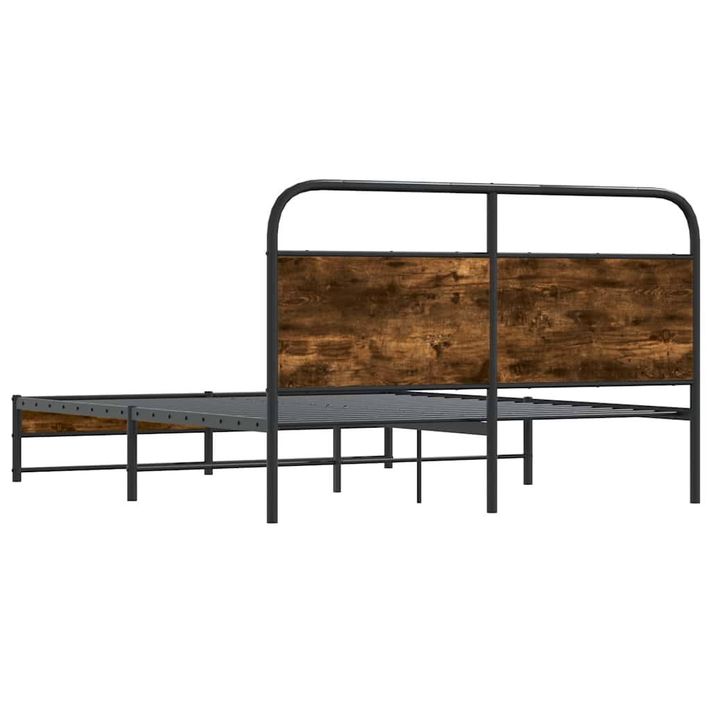 vidaXL Bed Frame Without Mattress 150x200 cm Smoked Oak Engineered Wood