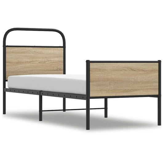 vidaXL Bed Frame without Mattress 75x190 cm Sonoma Oak Engineered Wood