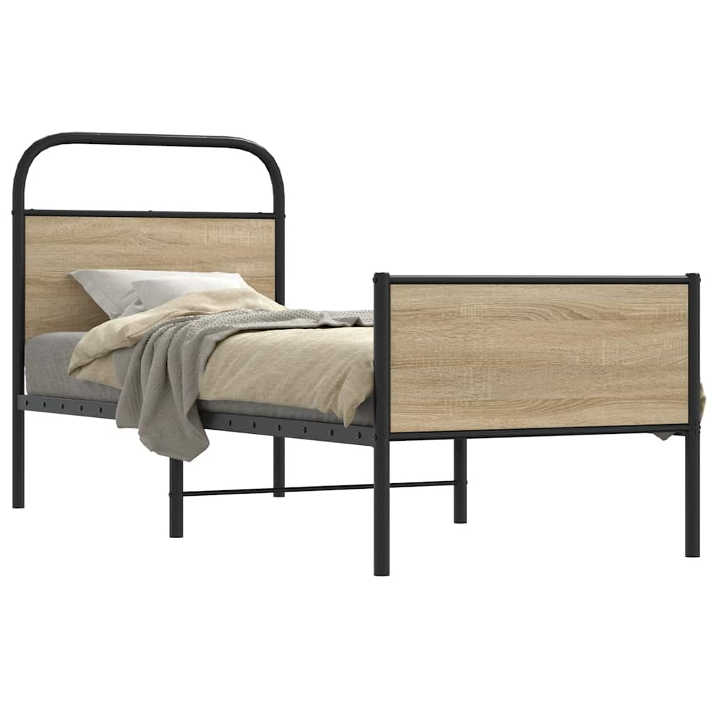 vidaXL Bed Frame without Mattress 75x190 cm Sonoma Oak Engineered Wood