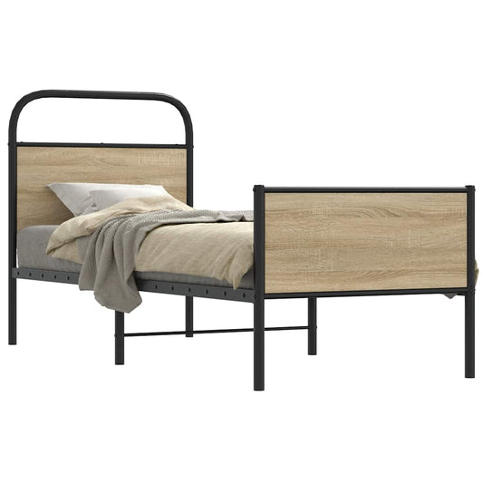 vidaXL Bed Frame without Mattress 75x190 cm Sonoma Oak Engineered Wood