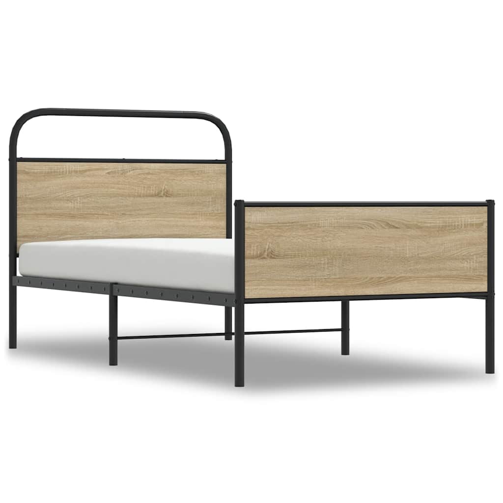 vidaXL Bed Frame without Mattress 100x200 cm Sonoma Oak Engineered Wood