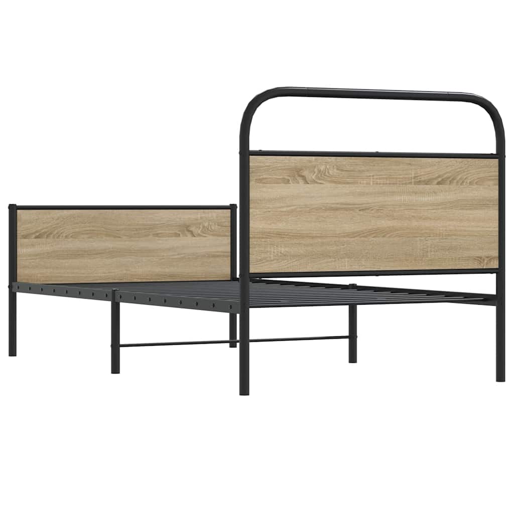 vidaXL Bed Frame without Mattress 100x200 cm Sonoma Oak Engineered Wood