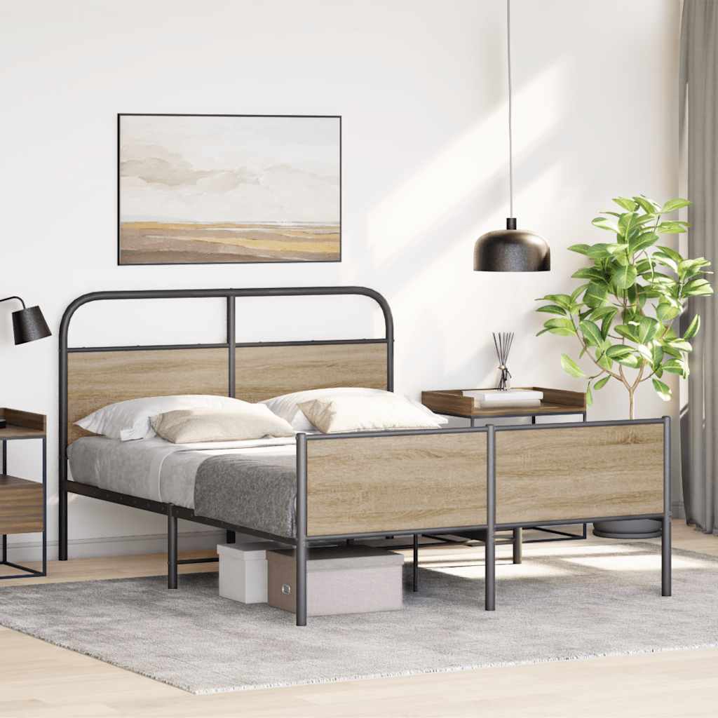 vidaXL Bed Frame without Mattress 120x190 cm Sonoma Oak Engineered Wood