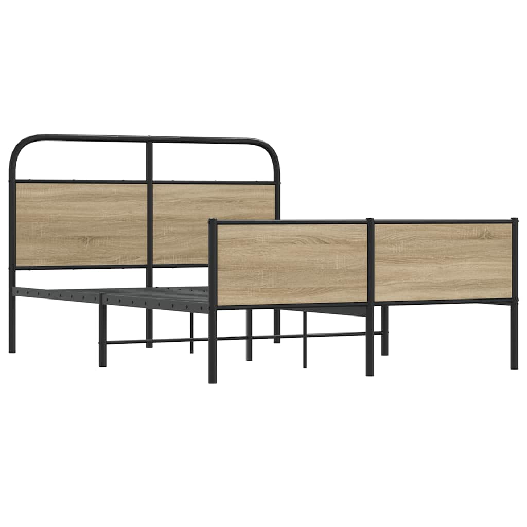 vidaXL Bed Frame without Mattress 140x190 cm Sonoma Oak Engineered Wood