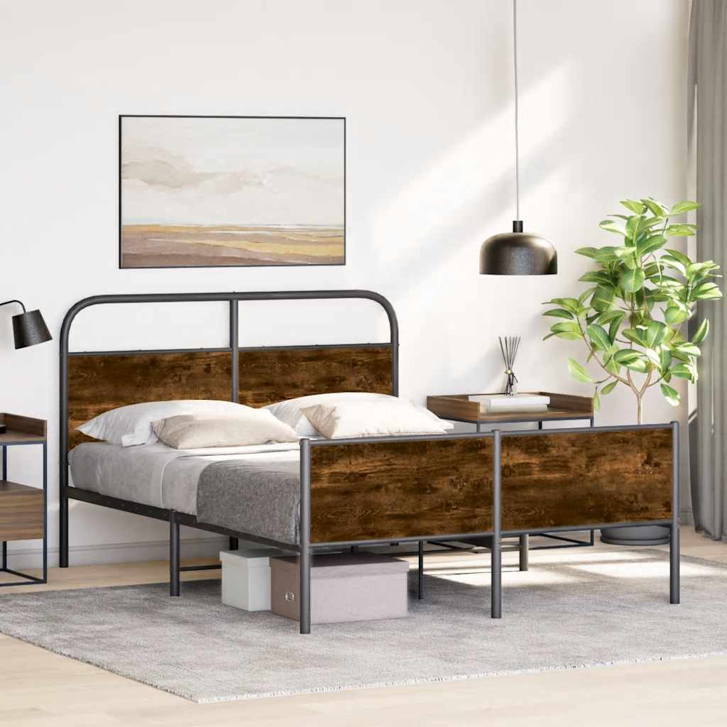 vidaXL Bed Frame without Mattress 140x200 cm Sonoma Oak Engineered Wood