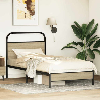 vidaXL Bed Frame without Mattress 75x190 cm Small Single Sonoma Oak Engineered Wood