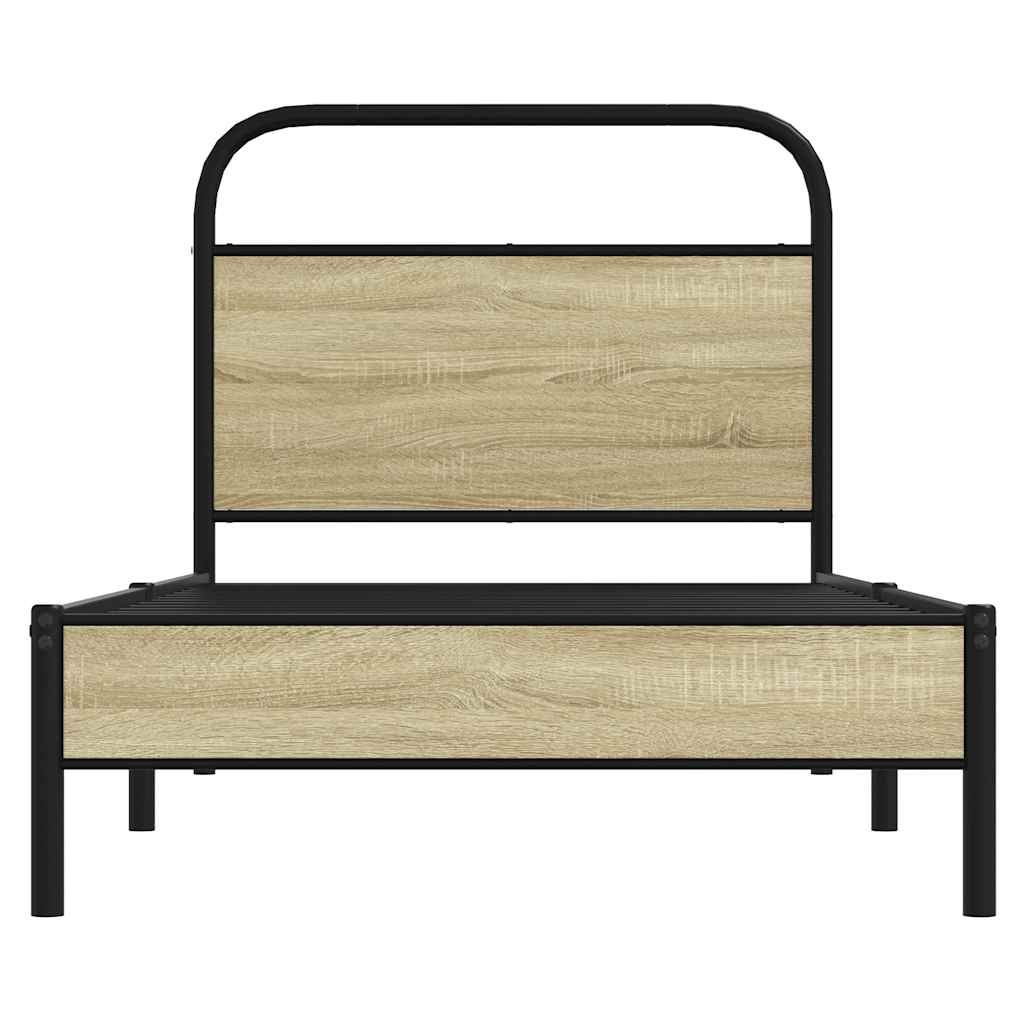 vidaXL Bed Frame without Mattress 75x190 cm Small Single Sonoma Oak Engineered Wood